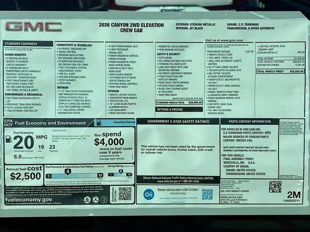 2026 GMC Canyon Elevation, RWD