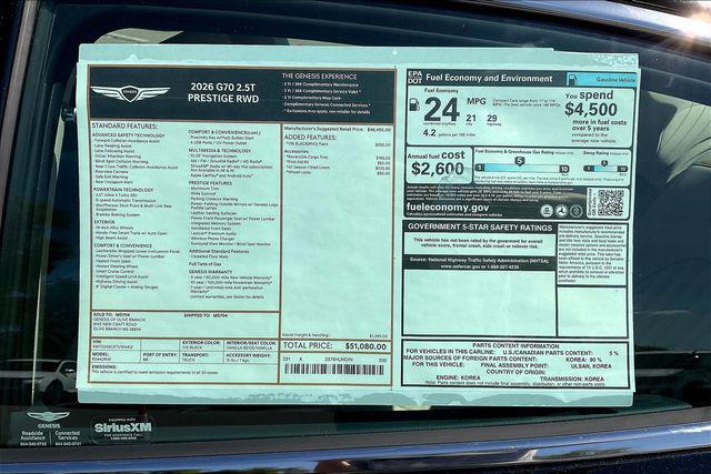 New 2026 Genesis G70 For Sale in Olive Branch, MS