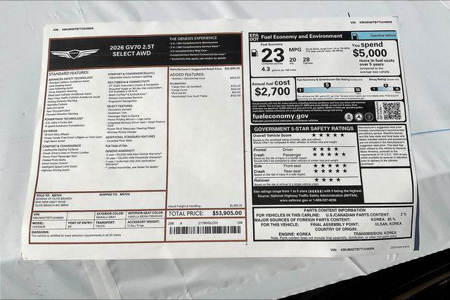 New 2026 Genesis GV70 For Sale in Olive Branch, MS