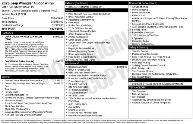2026 Jeep Wrangler 4-Door Willys 4x4