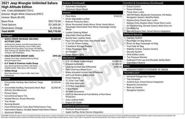 2021 Jeep Wrangler Unlimited High Altitude 4x4 2021 Jeep Wrangler Unlimited High Altitude 4x4