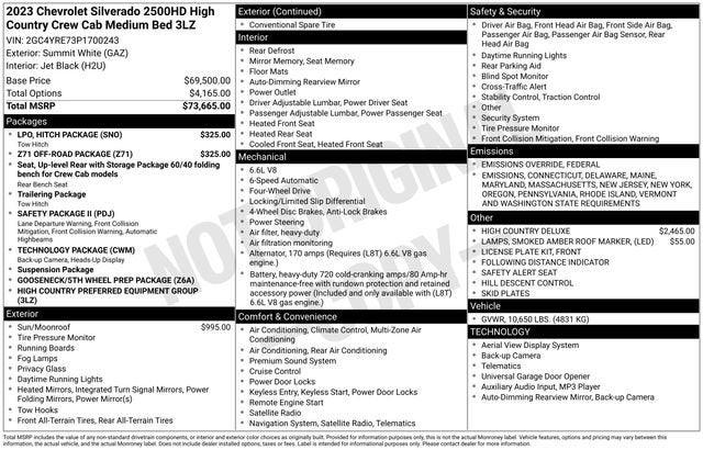 2023 Chevrolet Silverado 2500HD 4WD Crew Cab Standard Bed High Country 2023 Chevrolet Silverado 2500HD 4WD Crew Cab Standard Bed High Country