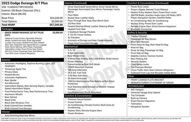 2023 Dodge Durango R/T Plus RWD 2023 Dodge Durango R/T Plus RWD