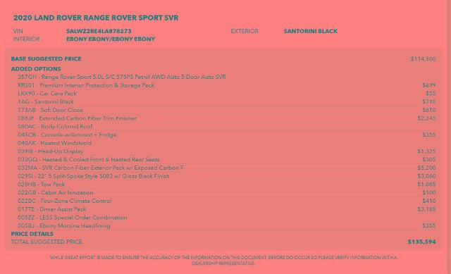 2020 Land Rover Range Rover Sport SVR