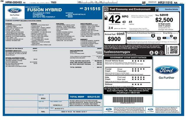 2017 Ford Fusion Hybrid SE 2017 Ford Fusion Hybrid SE