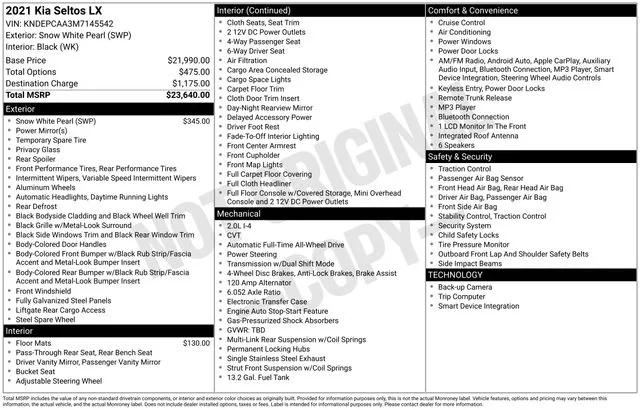 2021 Kia Seltos LX 2021 Kia Seltos LX