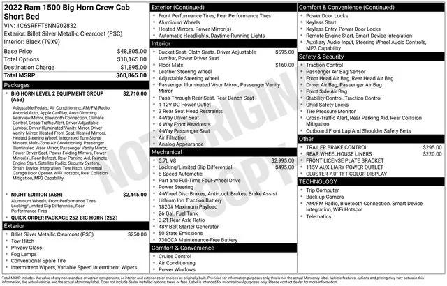 2022 RAM 1500 Big Horn Crew Cab 4x4 57 Box 2022 RAM 1500 Big Horn Crew Cab 4x4 57 Box