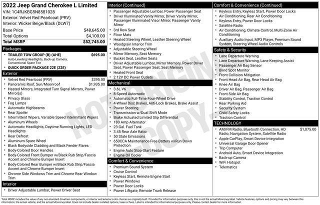 2022 Jeep Grand Cherokee L Limited 4x4 2022 Jeep Grand Cherokee L Limited 4x4