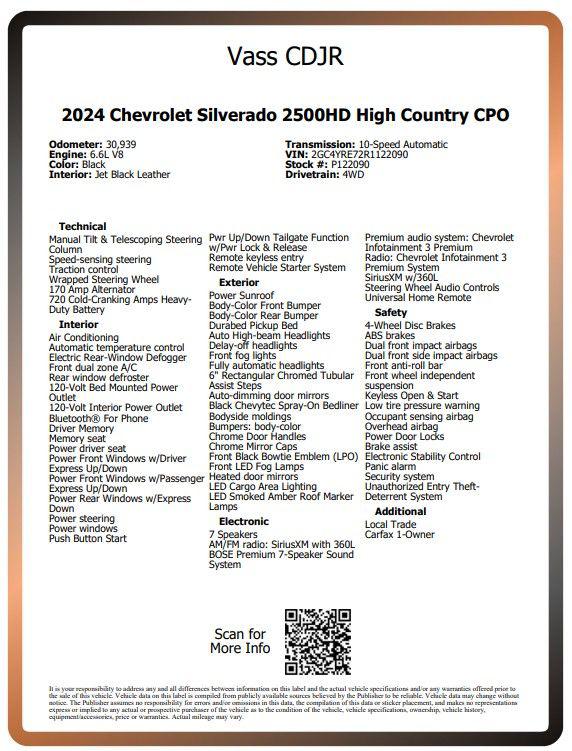 2024 Chevrolet Silverado 2500HD 4WD Crew Cab Standard Bed High Country
