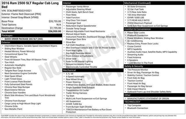 2016 RAM 2500 SLT 2016 RAM 2500 SLT