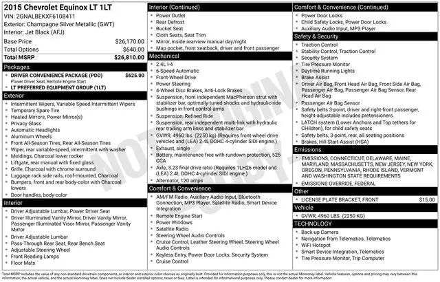 2015 Chevrolet Equinox 1LT 2015 Chevrolet Equinox 1LT