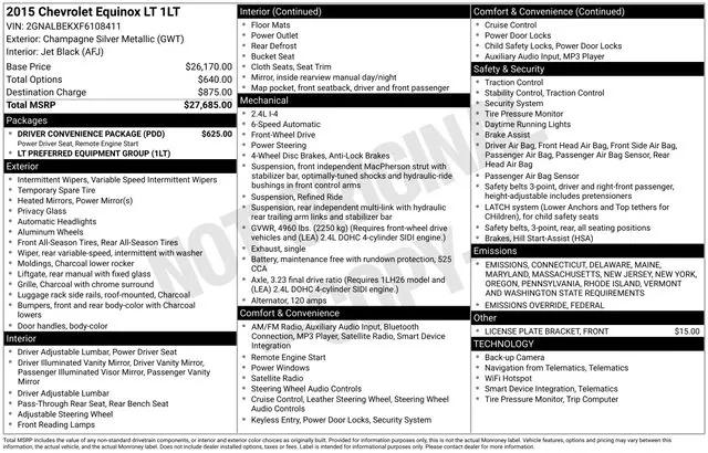 2015 Chevrolet Equinox 1LT 2015 Chevrolet Equinox 1LT