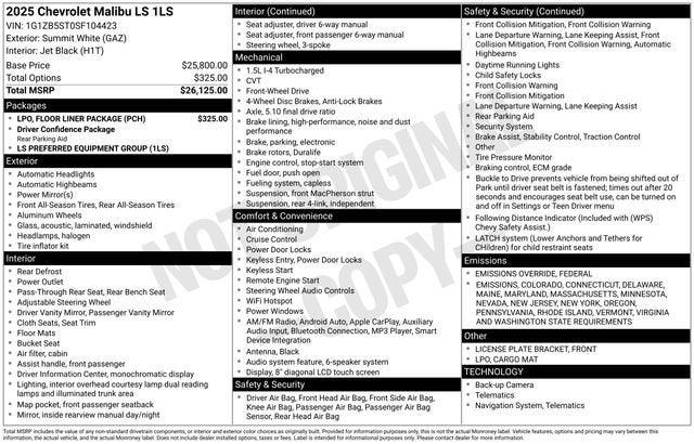 2025 Chevrolet Malibu FWD LS 2025 Chevrolet Malibu FWD LS