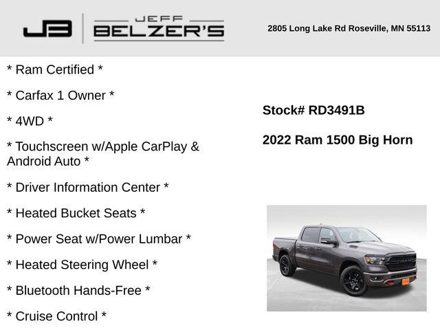2022 RAM 1500 Big Horn Crew Cab 4x4 57 Box 2022 RAM 1500 Big Horn Crew Cab 4x4 57 Box