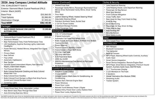 2026 Jeep Compass Limited Altitude
