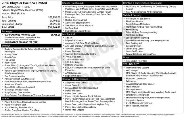 2026 Chrysler Pacifica Limited AWD