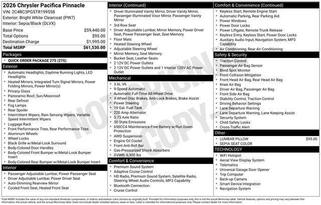 2026 Chrysler Pacifica Pinnacle AWD