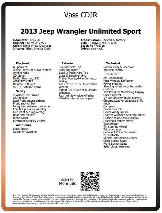 2013 Jeep Wrangler Unlimited Sport 2013 Jeep Wrangler Unlimited Sport