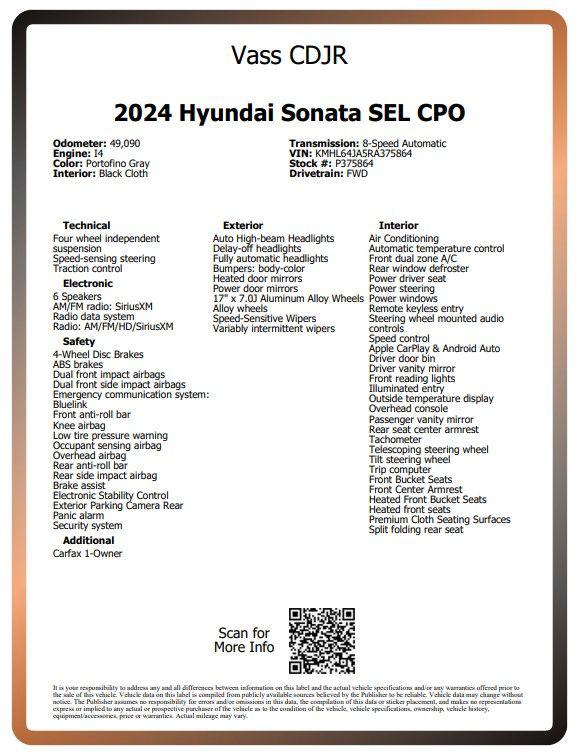 2024 Hyundai Sonata SEL 2024 Hyundai Sonata SEL