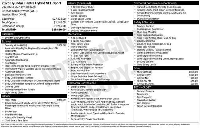 2026 Hyundai Elantra Hybrid SEL Sport