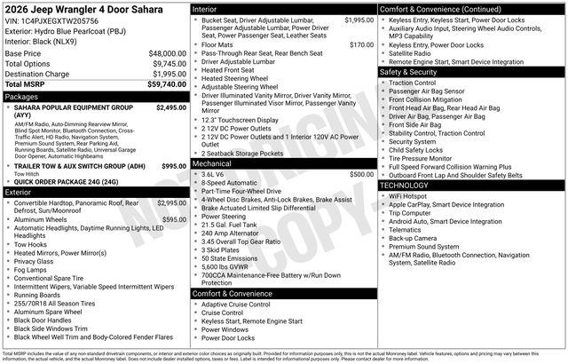 2026 Jeep Wrangler WRANGLER 4-DOOR SAHARA