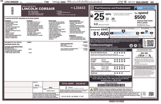 2022 Lincoln Corsair Standard 2022 Lincoln Corsair Standard