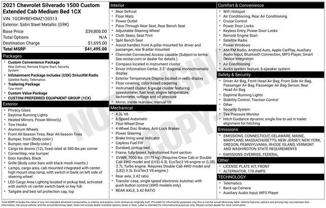 2021 Chevrolet Silverado 1500 4WD Double Cab Standard Bed Custom 2021 Chevrolet Silverado 1500 4WD Double Cab Standard Bed Custom