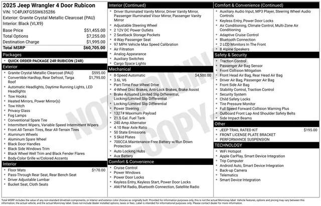 2025 Jeep Wrangler 4-Door Rubicon 4x4 2025 Jeep Wrangler 4-Door Rubicon 4x4