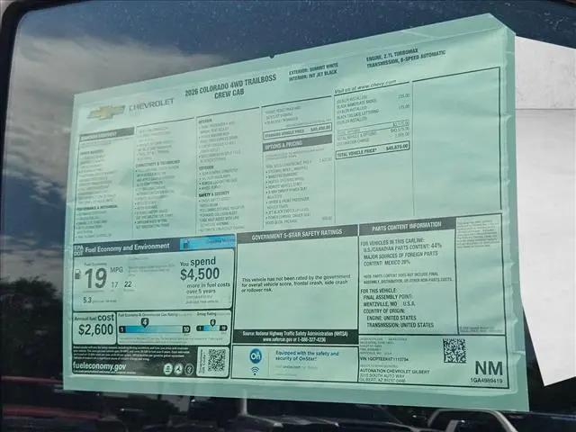 2026 Chevrolet Colorado Trail Boss, 4WD