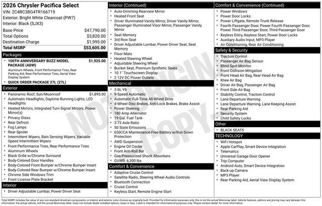 2026 Chrysler Pacifica Select AWD