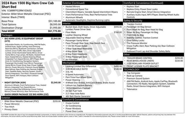 2024 RAM 1500 Big Horn Crew Cab 4x4 57 Box 2024 RAM 1500 Big Horn Crew Cab 4x4 57 Box