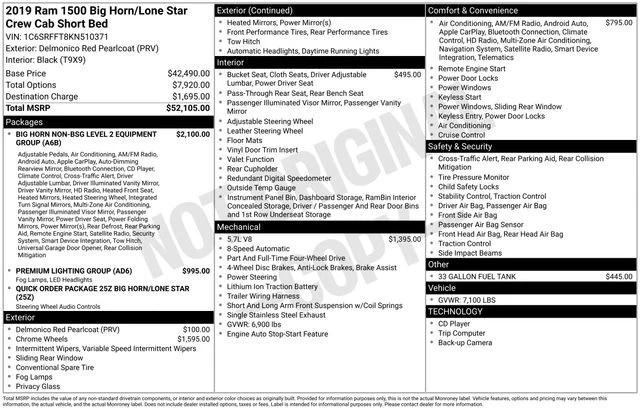 2019 RAM 1500 Big Horn/Lone Star Crew Cab 4x4 57 Box 2019 RAM 1500 Big Horn/Lone Star Crew Cab 4x4 57 Box