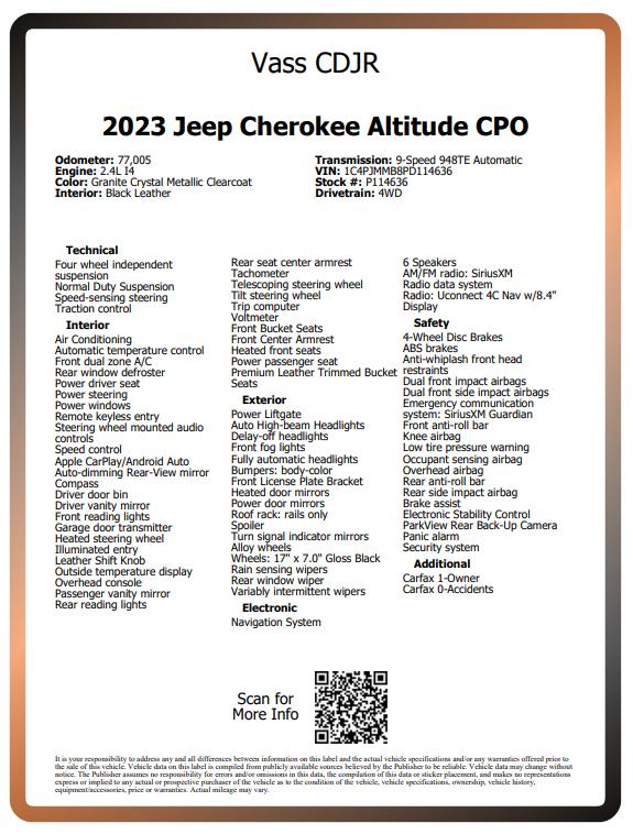 2023 Jeep Cherokee Altitude Lux 4x4 2023 Jeep Cherokee Altitude Lux 4x4