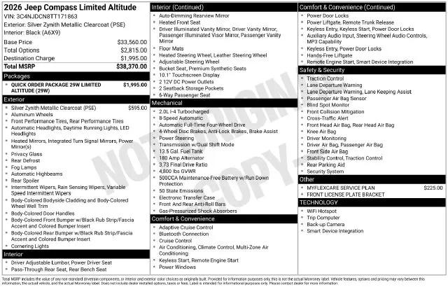2026 Jeep Compass Limited Altitude
