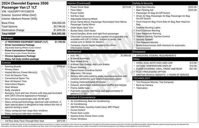 2024 Chevrolet Express Passenger RWD 3500 Extended Wheelbase LT 2024 Chevrolet Express Passenger RWD 3500 Extended Wheelbase LT