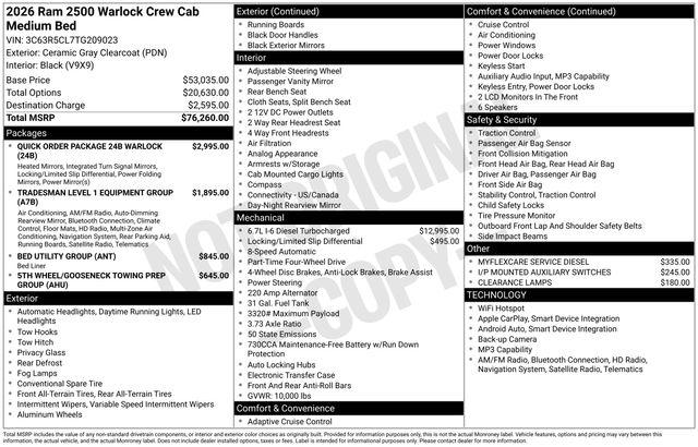 2026 RAM Ram 2500 RAM 2500 WARLOCK CREW CAB 4X4 64 BOX
