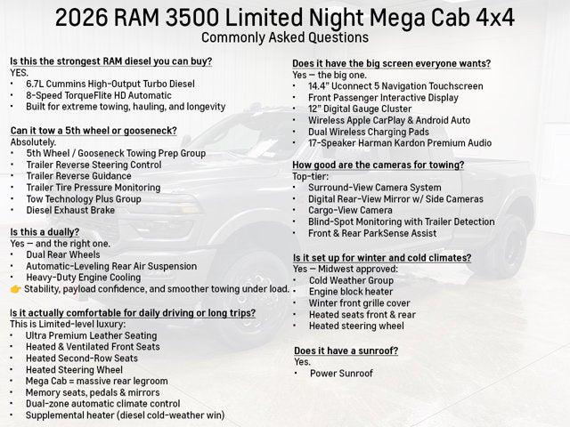 2026 RAM Ram 3500 RAM 3500 LIMITED MEGA CAB 4X4 64 BOX 2026 RAM Ram 3500 RAM 3500 LIMITED MEGA CAB 4X4 64 BOX