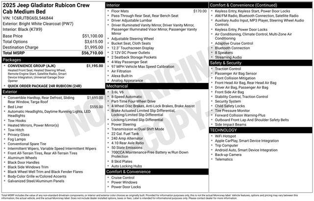 2025 Jeep Gladiator GLADIATOR RUBICON 4X4 2025 Jeep Gladiator GLADIATOR RUBICON 4X4