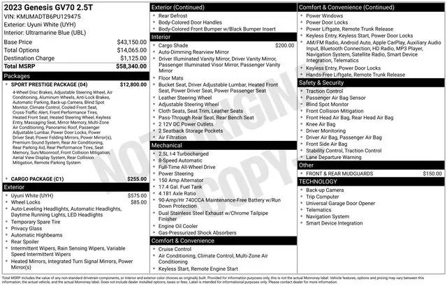 2023 Genesis GV70 2.5T AWD 2023 Genesis GV70 2.5T AWD