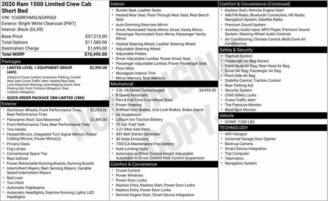 2020 RAM 1500 Limited Crew Cab 4x4 57 Box 2020 RAM 1500 Limited Crew Cab 4x4 57 Box