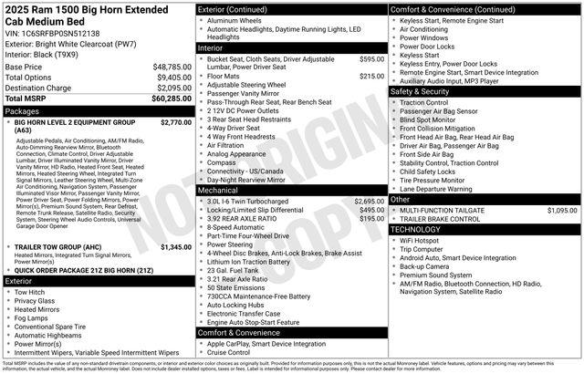 2025 RAM 1500 Big Horn Crew Cab 4x4 64 Box 2025 RAM 1500 Big Horn Crew Cab 4x4 64 Box