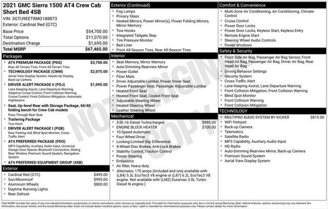 2021 GMC Sierra 1500 4WD Crew Cab Short Box AT4