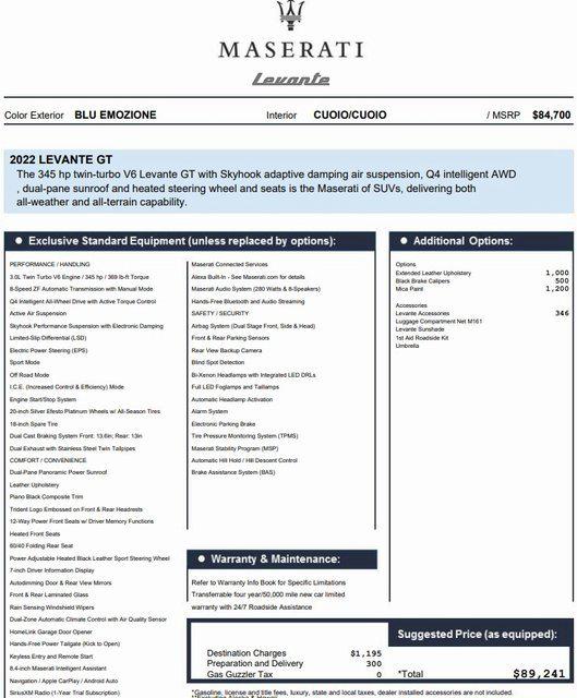 2022 Maserati Levante GT 2022 Maserati Levante GT