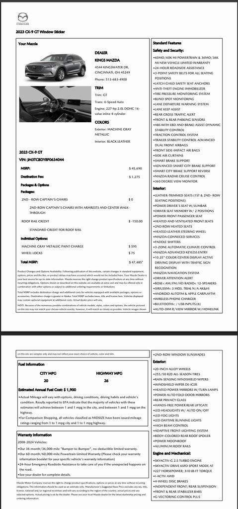 2023 Mazda CX-9 Grand Touring 2023 Mazda CX-9 Grand Touring