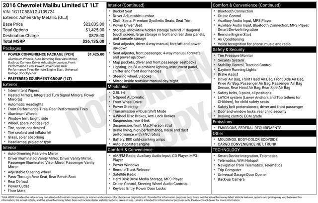 2016 Chevrolet Malibu Limited LT 2016 Chevrolet Malibu Limited LT