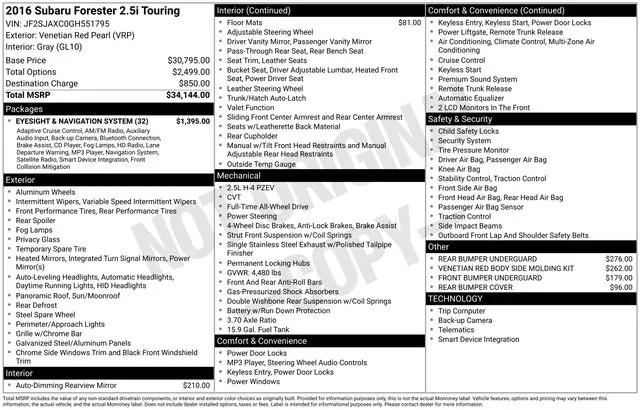 2016 Subaru Forester 2.5i Touring 2016 Subaru Forester 2.5i Touring