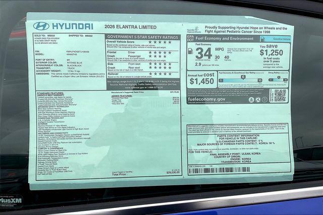 New 2026 Hyundai Elantra Limited For Sale in Olive Branch, MS