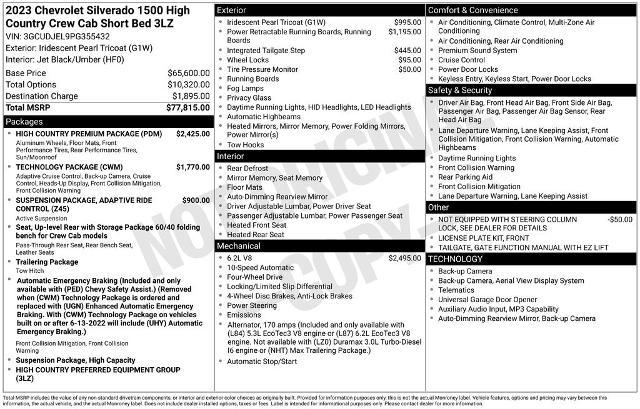 2023 Chevrolet Silverado 1500 4WD Crew Cab Short Bed High Country