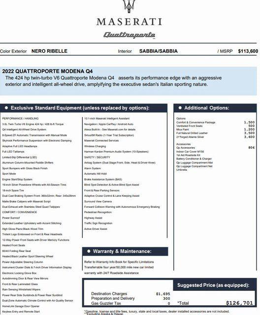 2022 Maserati Quattroporte Modena Q4 2022 Maserati Quattroporte Modena Q4