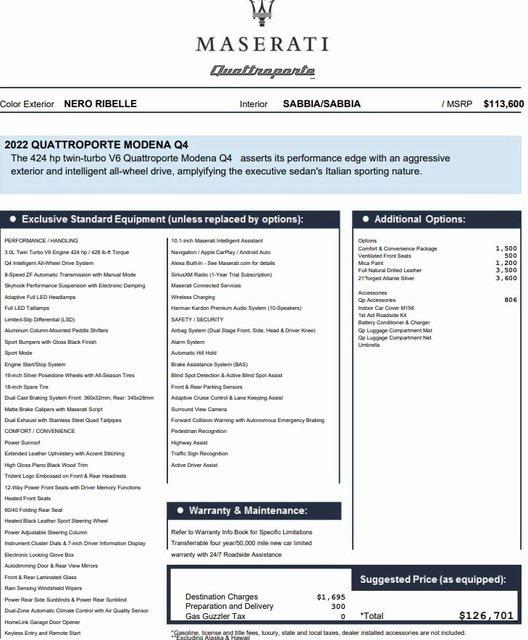 2022 Maserati Quattroporte Modena Q4